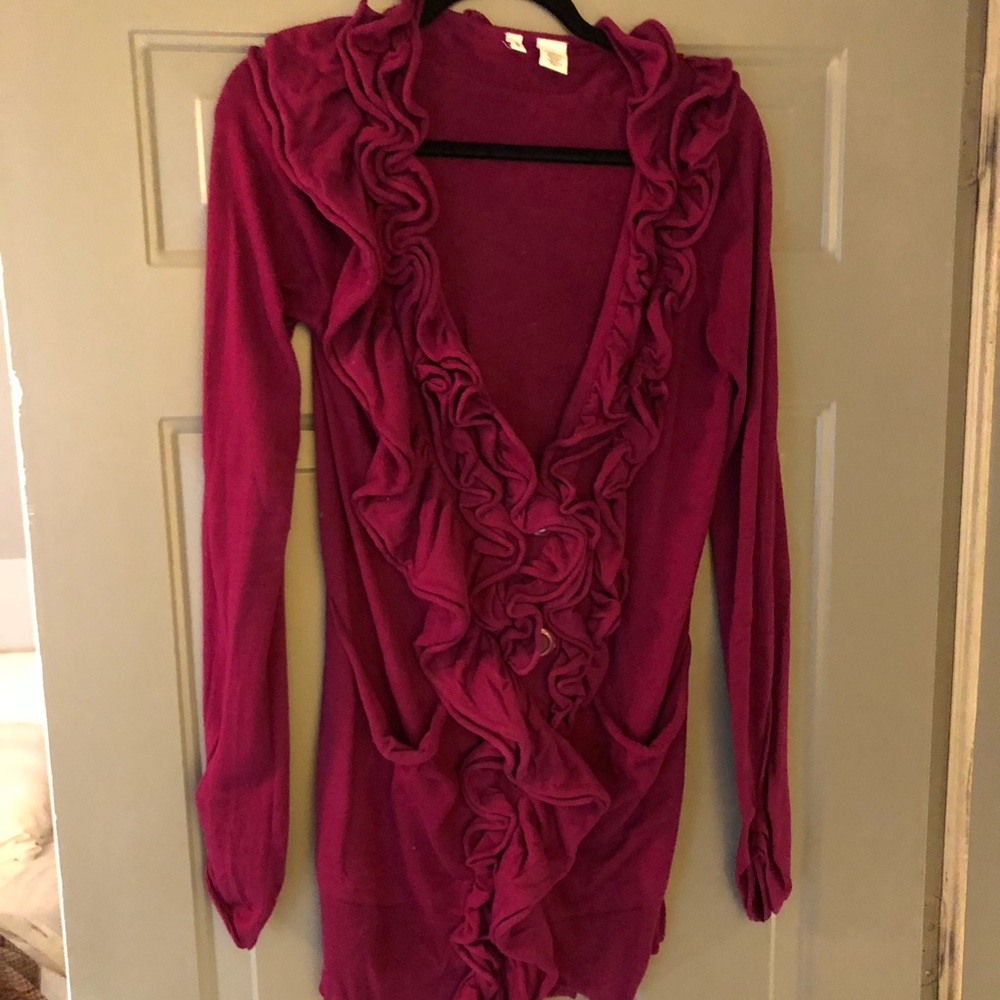 Moth brand ruffle front sweater-tunic length